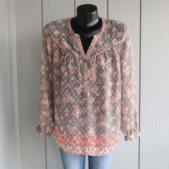 DR2 Long Sleeve Floral Print Blouse - Picture 1 of 8